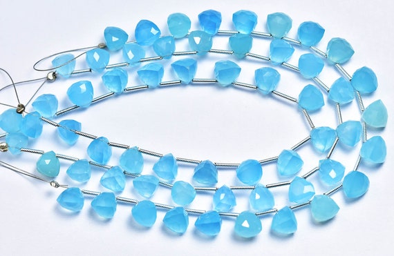 Blue Chalcedony Pyramid Beads - 8 Inches - Natural High Quality Faceted Blue Chalcedony Pyramid Briolette - Size Is 8 Mm #962 Blue Chalcedony Pyramid Beads - 8 Inches - Natural High Quality Faceted Blue Chalcedony Pyramid Briolette - Size Is 8 Mm #962