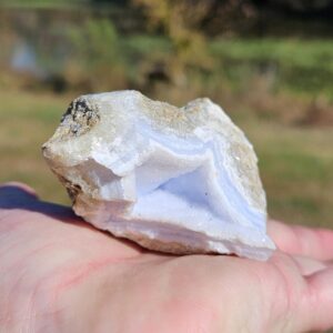 Blue Chalcedony #1 ~ Natural Ice Blue Druzy Chalcedony Geode Crystal ~ 5.3 Ounce ~ 2.8" x 1.5" x 2" ~ Natural Untreated Healing Stone