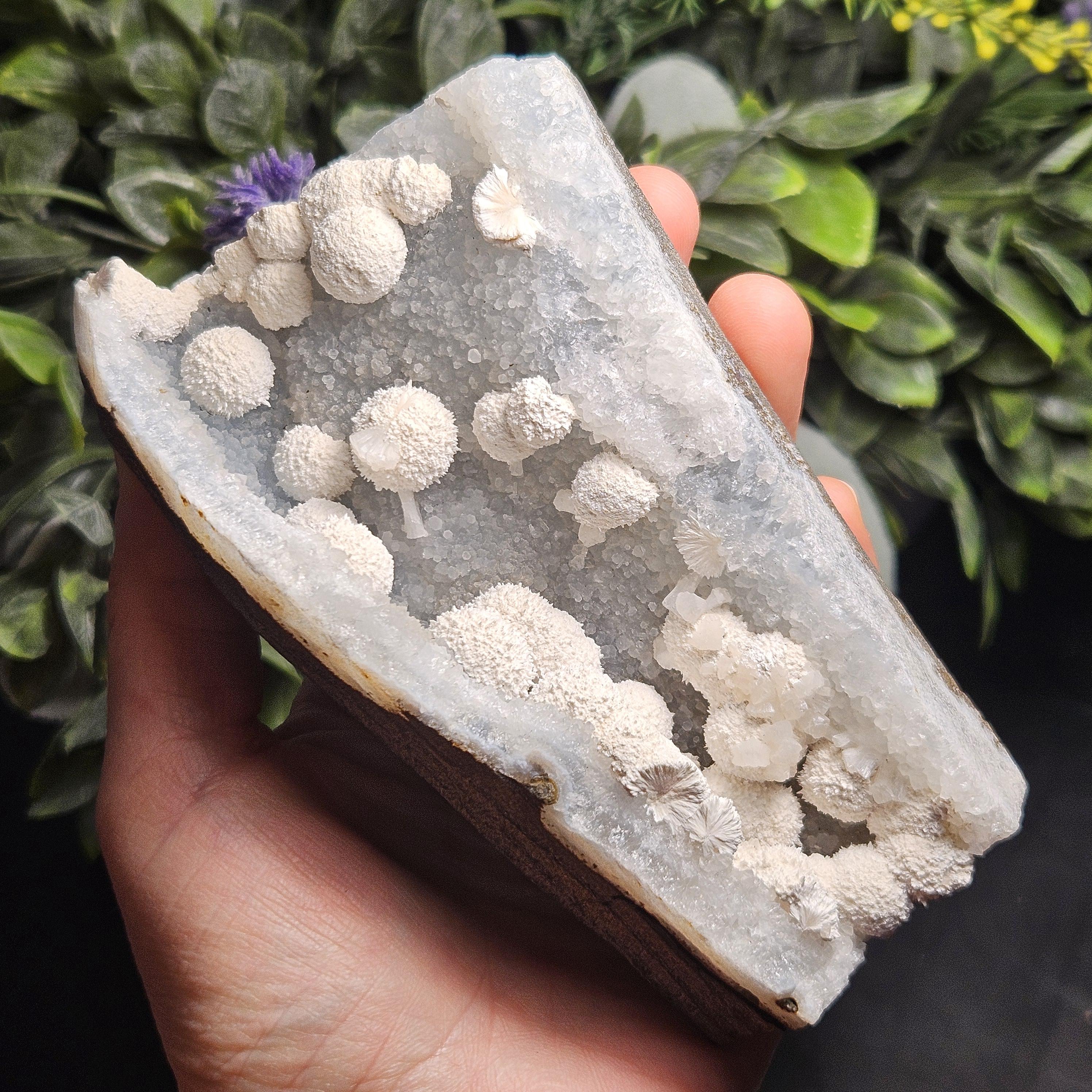 Mordenite Crystals On Blue Chalcedony, Raw Mordenite Crystal Cluster Mordenite Crystals On Blue Chalcedony, Raw Mordenite Crystal Cluster