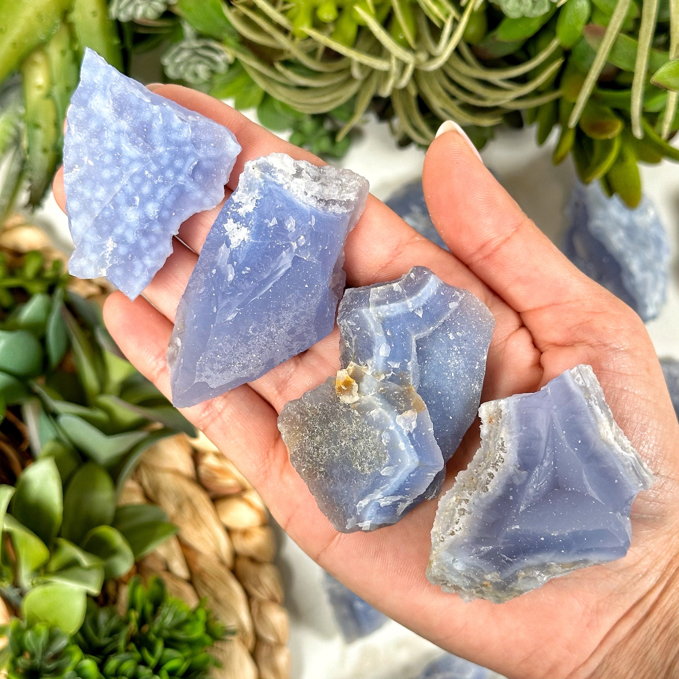 Blue Chalcedony | Xs-l | - (raw Crystal Specimen, Throat Chakra, Healing Stone, Peace)