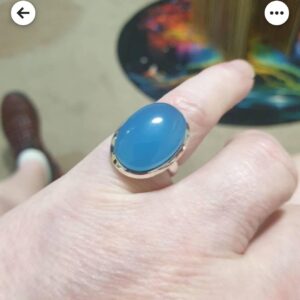 Blue Chalcedony 925 Sterling Silver Ring - Handmade Gemstone Jewelry