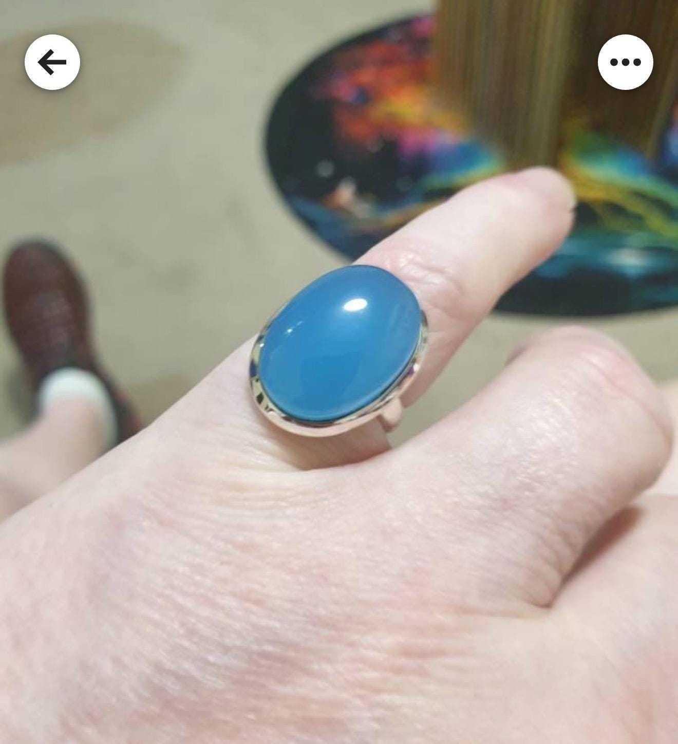 Blue Chalcedony 925 Sterling Silver Ring - Handmade Gemstone Jewelry