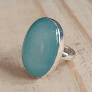 Blue Chalcedony 925 Sterling Silver Ring: Handmade Elegant Bohemian Ring