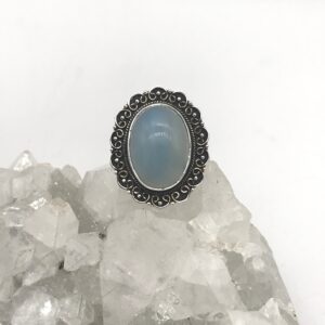 Beautiful Blue Chalcedony Ring, Size 9