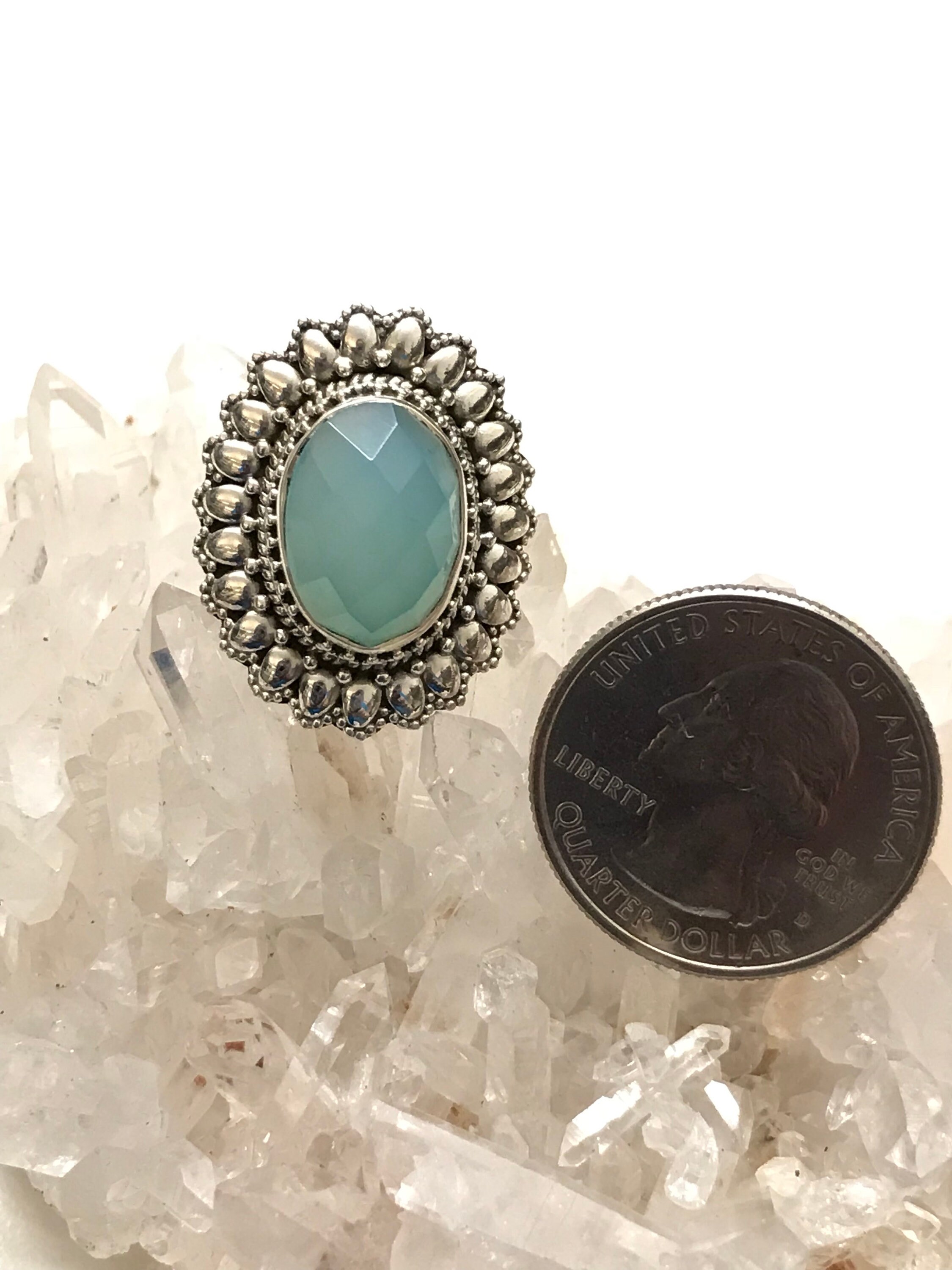 Beautiful Blue Chalcedony  Ring, Size 5 1/2