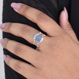 Christmas Blue Chalcedony Silver Ring, Sterling Silver Womens Jewelry, Anniversary Gifts For Wife, Fiancee Gift, New Year Gift, Promise Ring