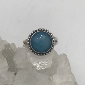Faceted Blue Chalcedony Ring, Size 8 1/2