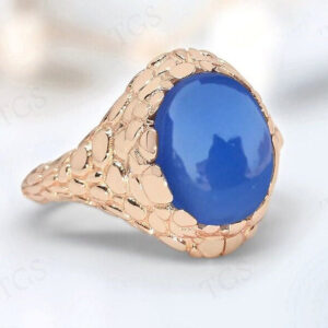 Blue Chalcedony Gemstone Ring For Women Unique Blue Chalcedony Gothic Style Ring Vintage Chalcedony Texture Ring 925 Silver Handmade Ring