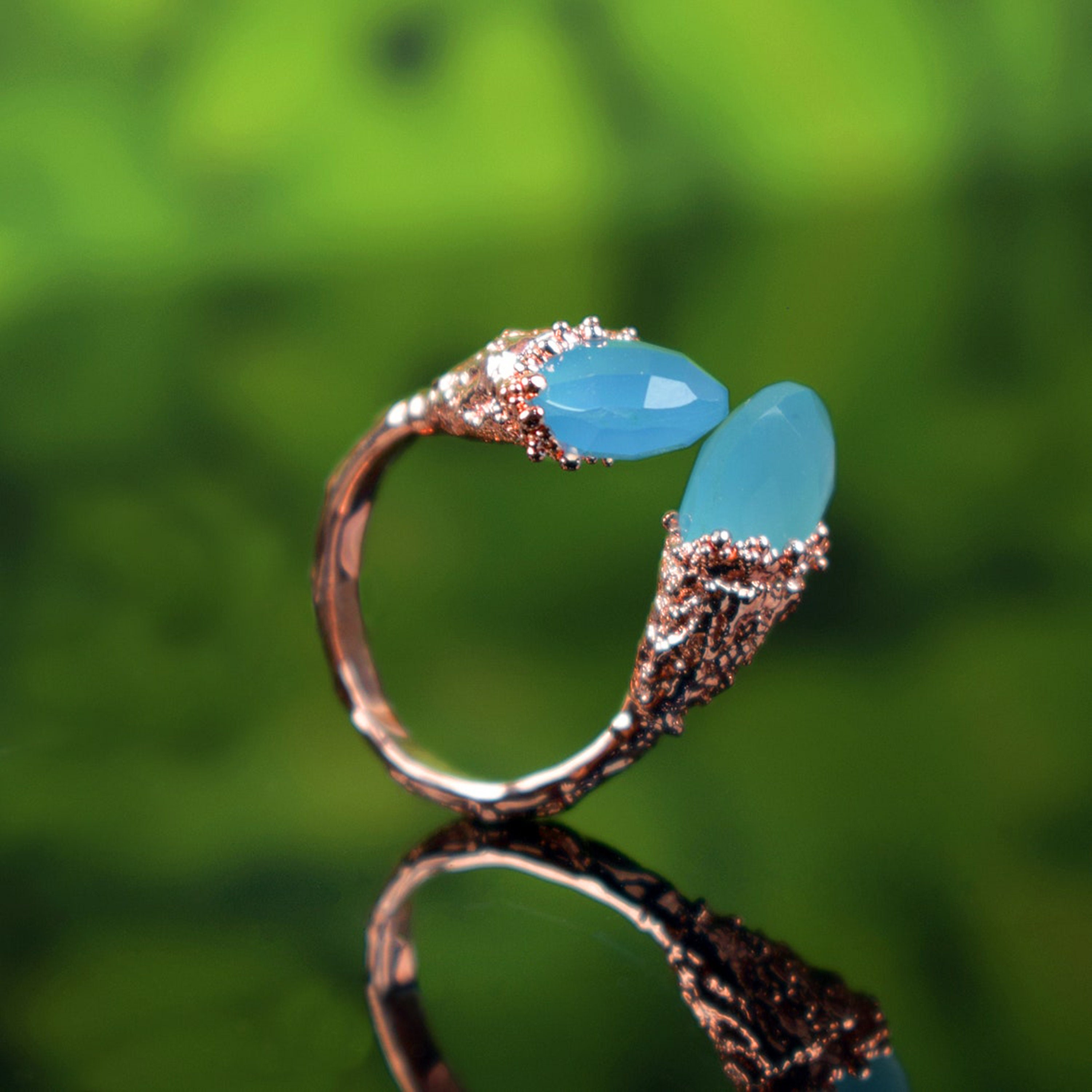 Blue Chalcedony Gemstone Stackable Ring \ Adjustable Ring \ Open Ring \ Faceted Stone Ring \ Wedding Ring \ Rings For Women \ Unique Rings