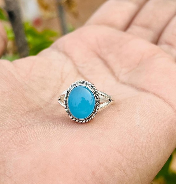 Blue Chalcedony Ring, Handmade Jewelry, 925 Sterling Silver, Women Ring Blue Chalcedony Ring, Handmade Jewelry, 925 Sterling Silver, Women Ring