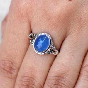 Handmade Sterling Silver Blue Chalcedony Ring: Chunky Statement Jewelry