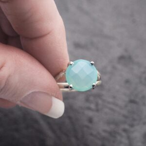 Ice Blue - Faceted Blue Chalcedony Sterling Silver Ring Size 7
