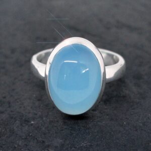 Ice Blue - Blue Chalcedony Sterling Silver Ring Size 8.5