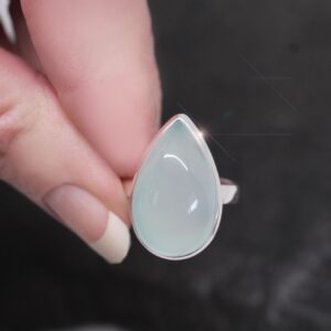 Ice Blue - Blue Chalcedony Sterling Silver Ring Size 9.5