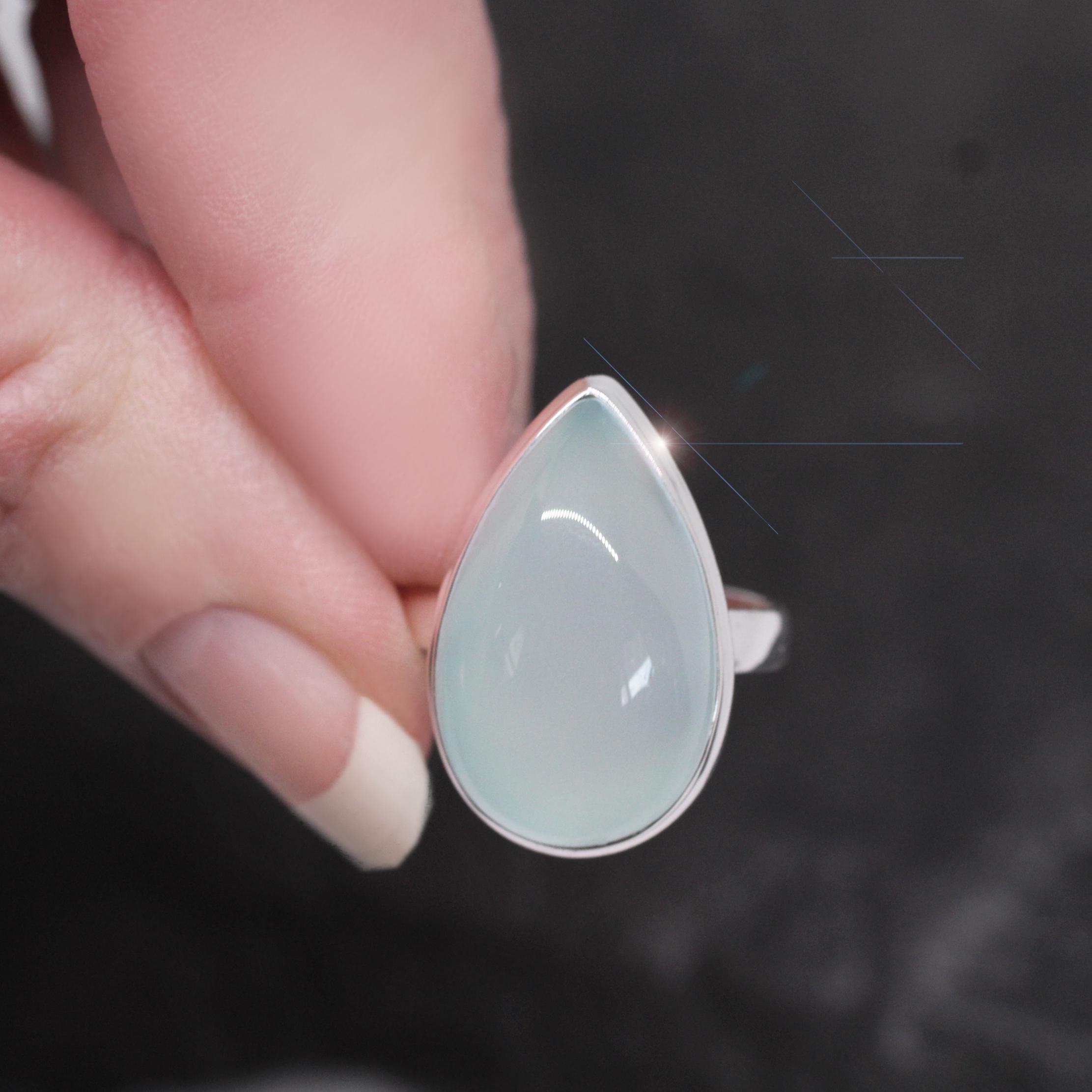 Ice Blue - Blue Chalcedony Sterling Silver Ring Size 9.5