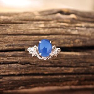 Blue Chalcedony Leaf Engagement Ring For Women 925 Sterling Silver Blue Gemstone Leaf Ring Art Deco Chalcedony Wedding Ring Gift For Women Blue Chalcedony Leaf Engagement Ring For Women 925 Sterling Silver Blue Gemstone Leaf Ring Art Deco Chalcedony Wedding Ring Gift For Women