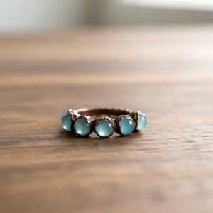 Multi Blue Chalcedony Ring Electroform Ring Delicate Ring Handmade Jewelry Rings For Women Unique Rings Stackable Ring