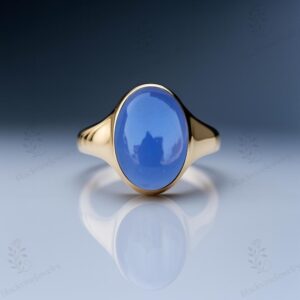 Blue Chalcedony Signet Ring 925 Silver Blue Chalcedony Gemstone Ring Oval Shape Blue Chalcedony Unisex Ring 14k Gold Statement Signet Ring
