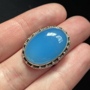 Blue Chalcedony Ring, Size 6 USA, Handmade with Solid Sterling Silver, Cornflower Blue Gemstone, Beautiful Perfect Gift!