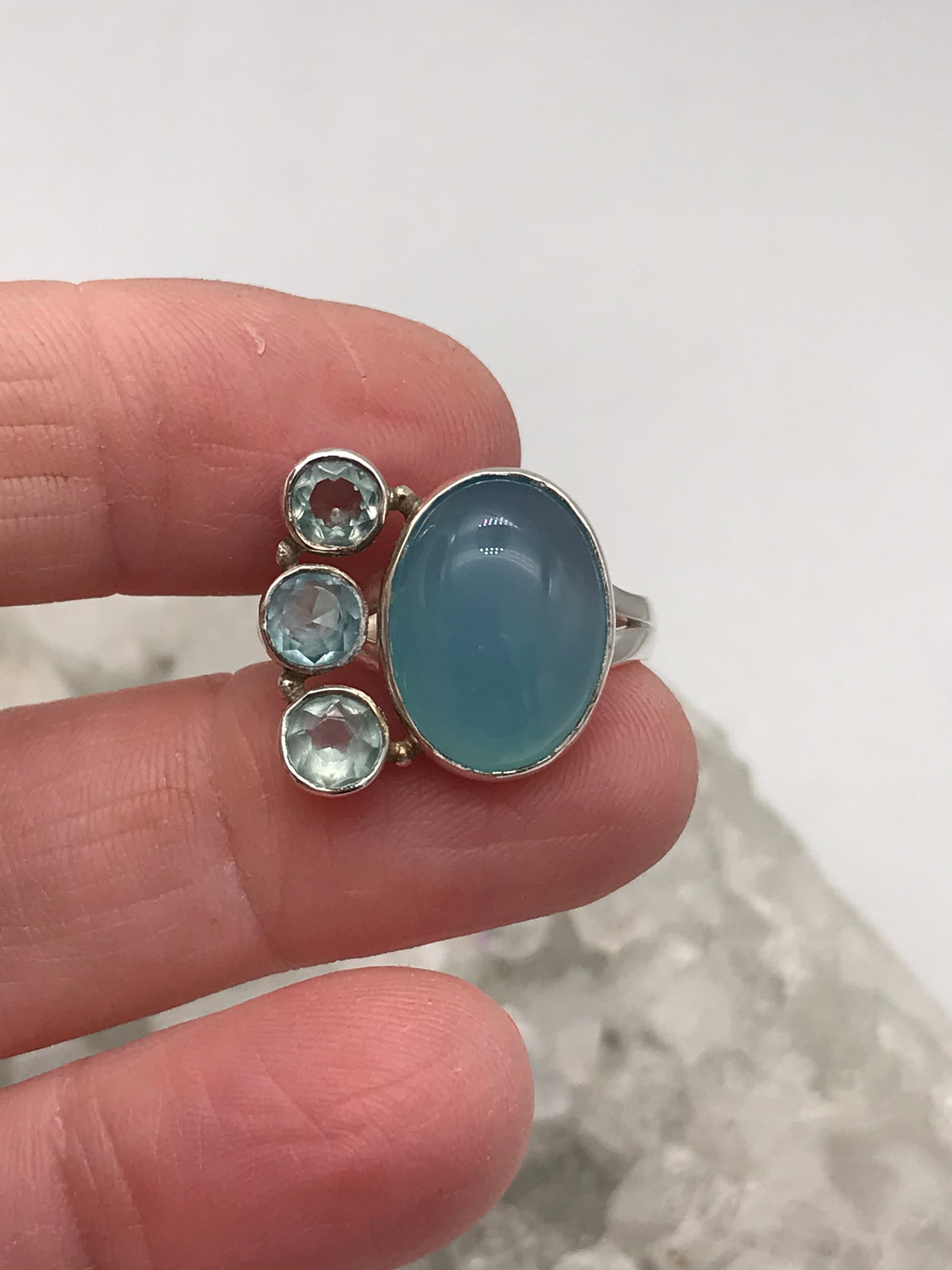 Blue Chalcedony Ring, Size 7 1/2