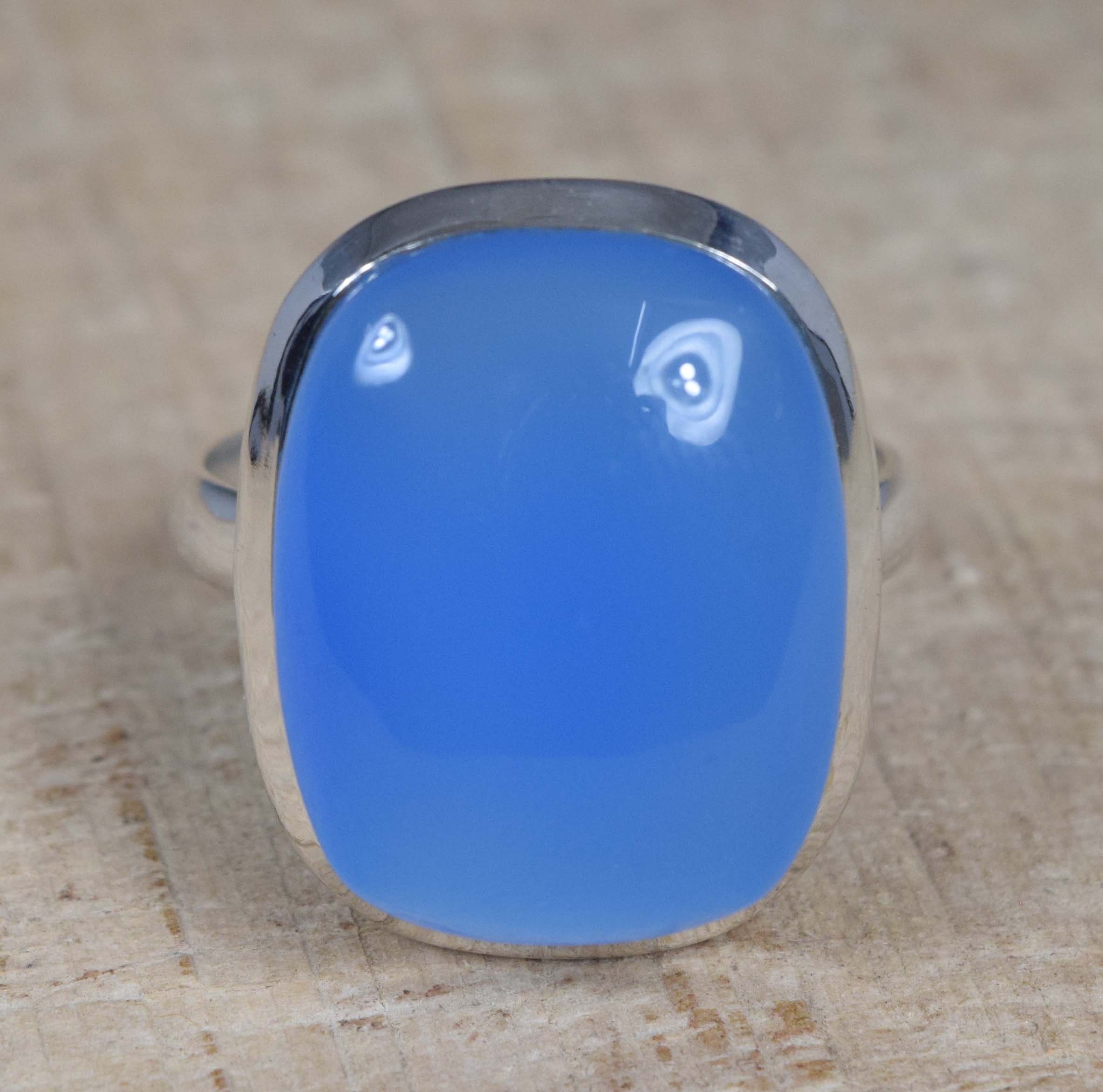 Blue Chalcedony Sterling Silver Ring: Handmade Gemstone Jewelry