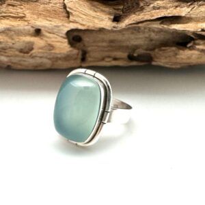 Blue Chalcedony Sterling Silver Ring, Size 6/8, Collector Grade