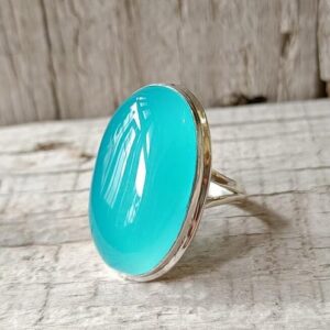 Blue Chalcedony Sterling Silver Ring: Adjustable Gemstone Jewelry
