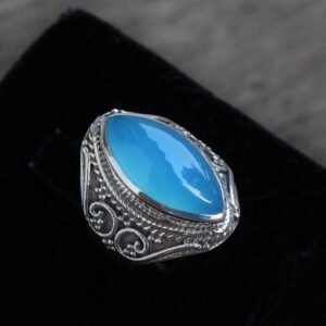 Blue Chalcedony Ring, Sterling Silver Handmade Jewelry, Gift For Her, Designer Rings, Anniversary Gift, Blue Stone Rings, Anniversary Gifts