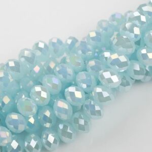 12mm Crystal Rondelle -2 Or 5 Or 10 Strands- Light Blue Chalcedony