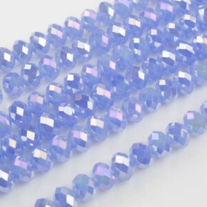 12mm Crystal Rondelle -2 Or 5 Or 10 Strands- Blue Chalcedony Ab