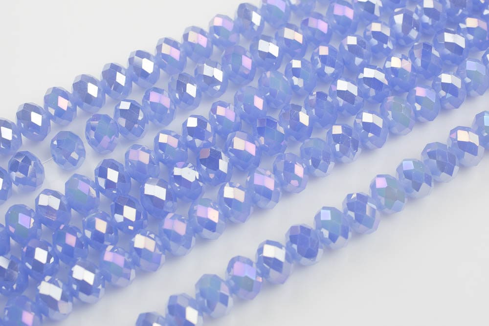 12mm Crystal Rondelle -2 Or 5 Or 10 Strands- Blue Chalcedony Ab