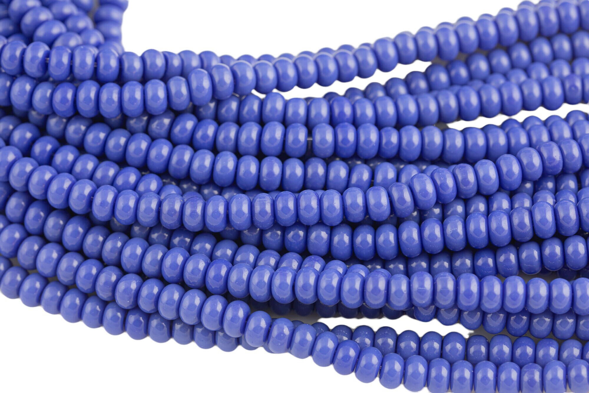 4x6mm Crystal Smooth Roundel 1 Or 2 Or 5 Or 10 Strands- 16 Inch Strand- Blue Chalcedony