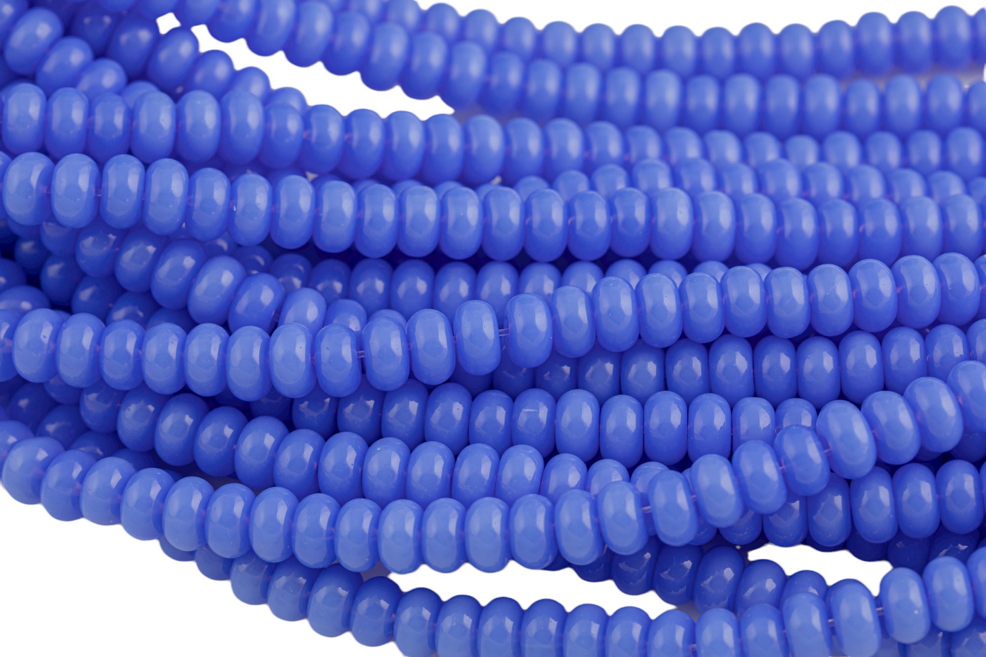 5x8mm Crystal Smooth Roundel 1 Or 2 Or 5 Or 10 Strands- 16 Inch Strand- Blue Chalcedony