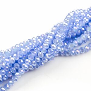 6mm Or 8mm Crystal Rondelle -2 Or 5 Or 10 Strands- Blue Chalcedony Ab