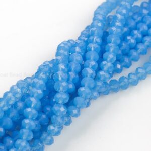 8mm Crystal Rondelle -1 Or 5 Or 10 Strands- Ocean Blue Chalcedony