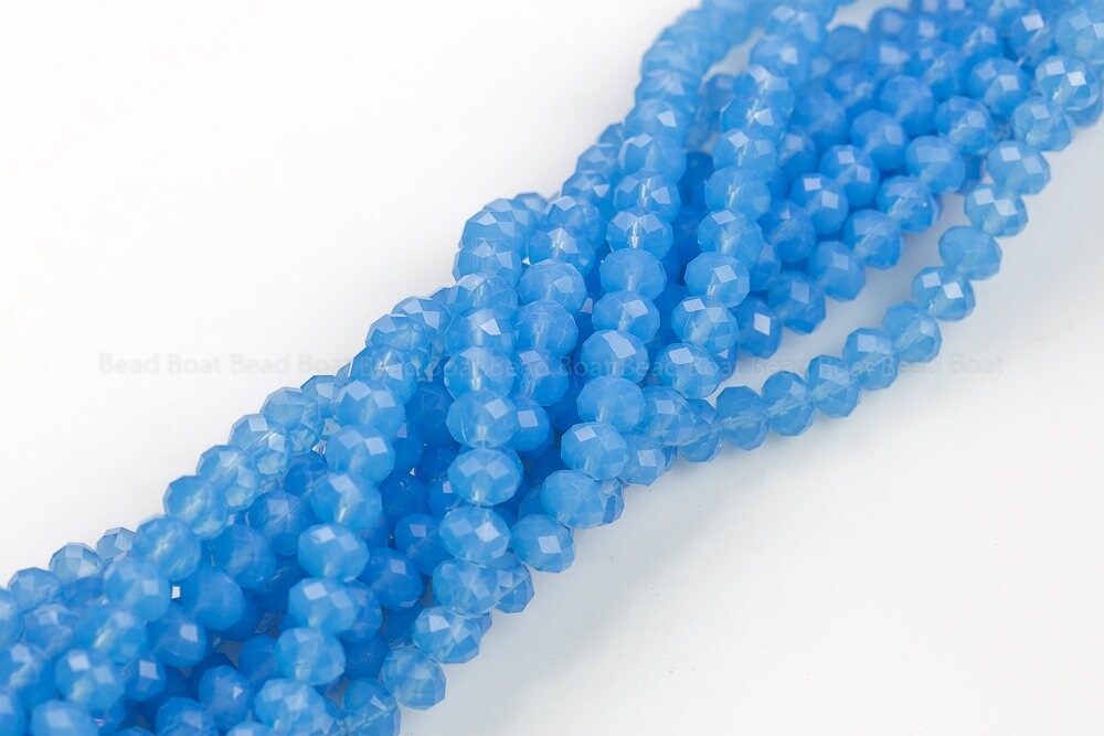 8mm Crystal Rondelle -1 Or 5 Or 10 Strands- Ocean Blue Chalcedony 8mm Crystal Rondelle -1 Or 5 Or 10 Strands- Ocean Blue Chalcedony