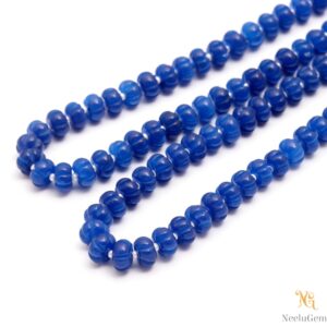 Aaa+ Blue Chalcedony Carving Rondelle Beads,8 Mm Hand Curved Chalcedony Watermelon Beads,16" Chalcedony Pumpkin Beads For Handmade Jewelry