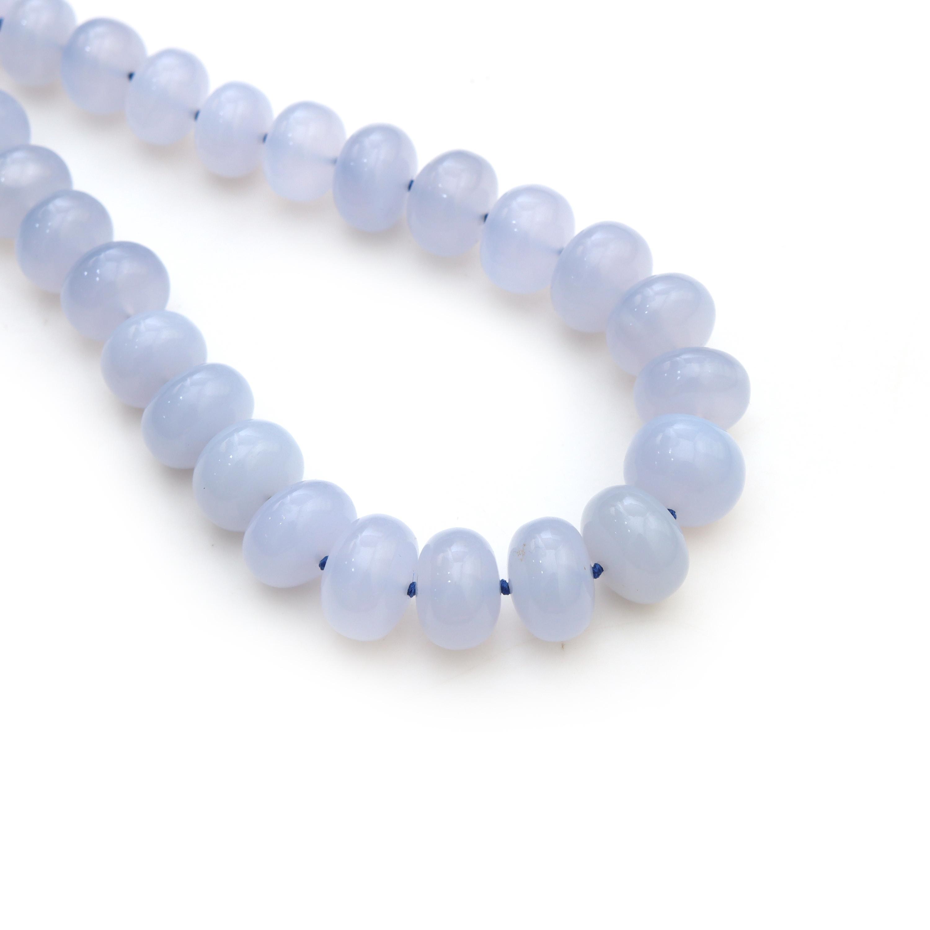Blue Chalcedony Smooth Rondelle Beads, 11 Mm - 15.5 Mm Natural Chalcedony Gemstone Beads, Chalcedony Beads, Blue Chalcedony Beads, 23 Inches
