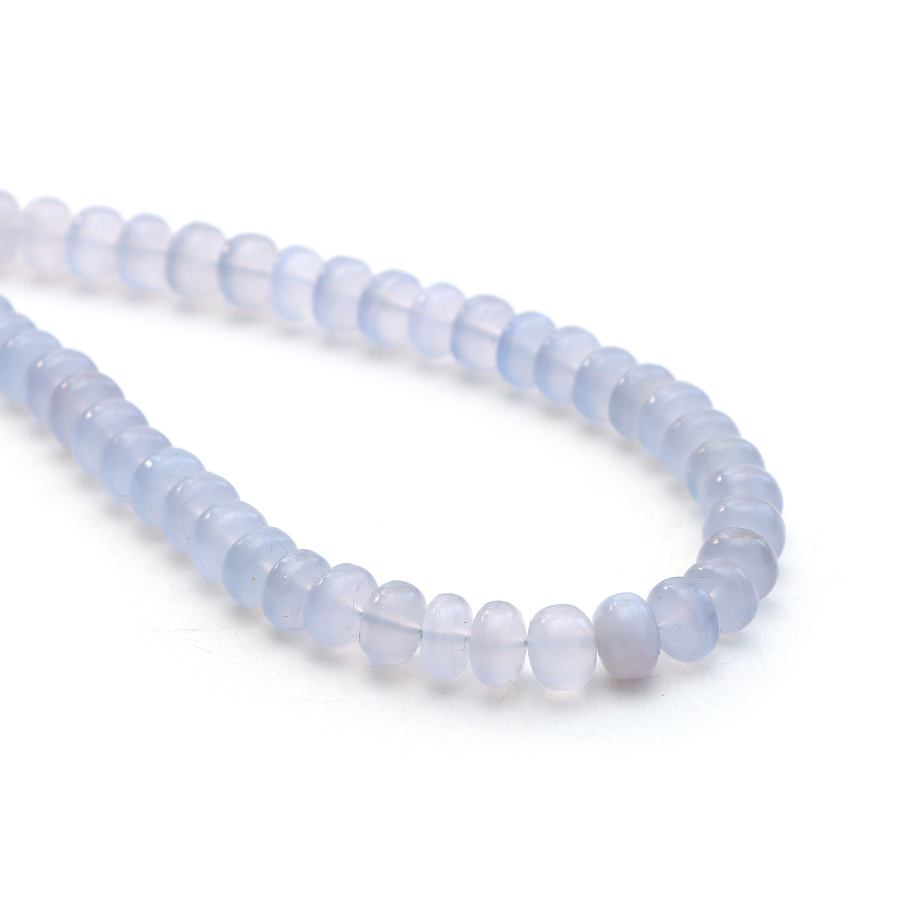 Blue Chalcedony Smooth Rondelle Beads, 8 Mm, Chalcedony Jewelry Making Beads, Rondelle Shape Chalcedony, 18 Inches Strand, Price Per Strand