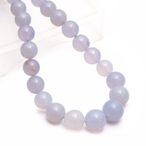 10mm-14mm Natural Blue Chalcedony Smooth Round Beads | 16inch Strand | AAA+ Chalcedony Semi Precious Gemstone Beads for Jewelry Making
