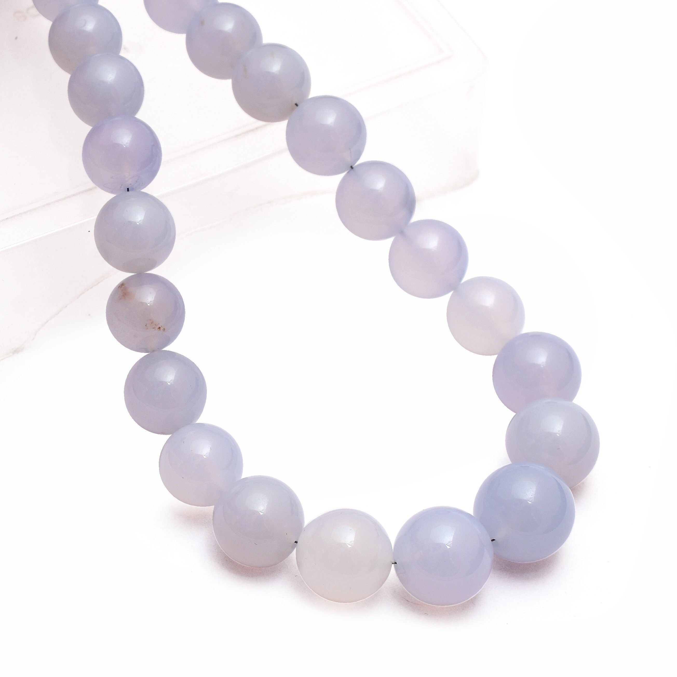 10mm-14mm Natural Blue Chalcedony Smooth Round Beads | 16inch Strand | Aaa+ Chalcedony Semi Precious Gemstone Beads For Jewelry Making