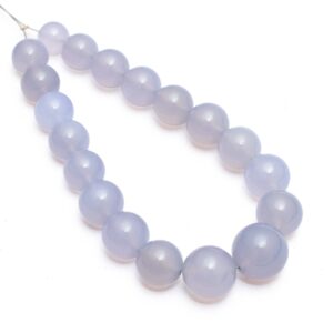 10mm-15mm Natural Blue Chalcedony Smooth Round Beads, 8inch Strand, AAA+ Chalcedony Semi Precious Gemstone Beads for Jewelry Making