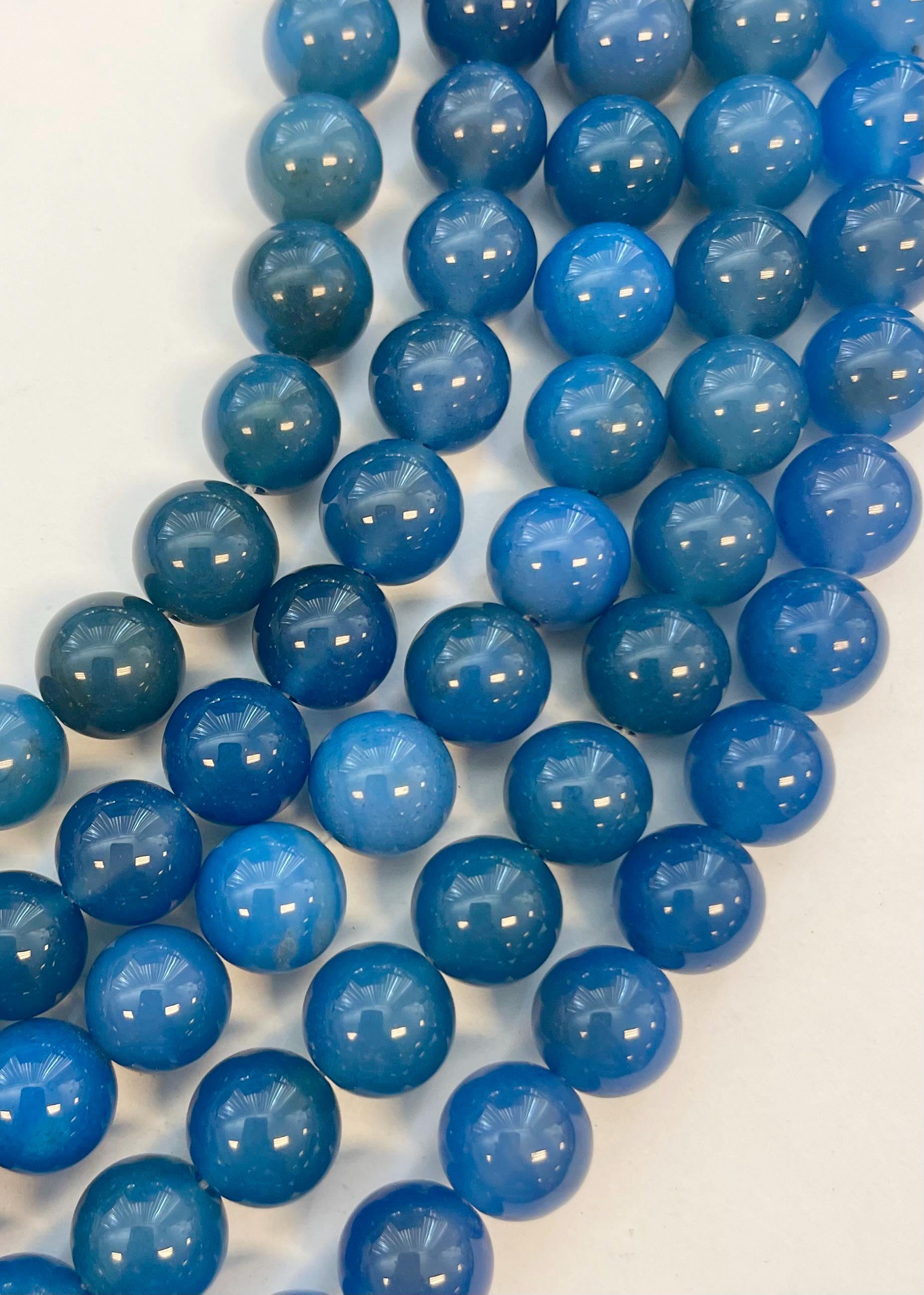 Blue Chalcedony 12mm Round Gemstone Beads -15.5 Inch Strand