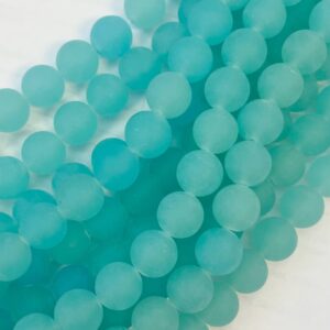Blue Chalcedony 14mm Matt Round Gemstone Beads~ -15.5 inch strand