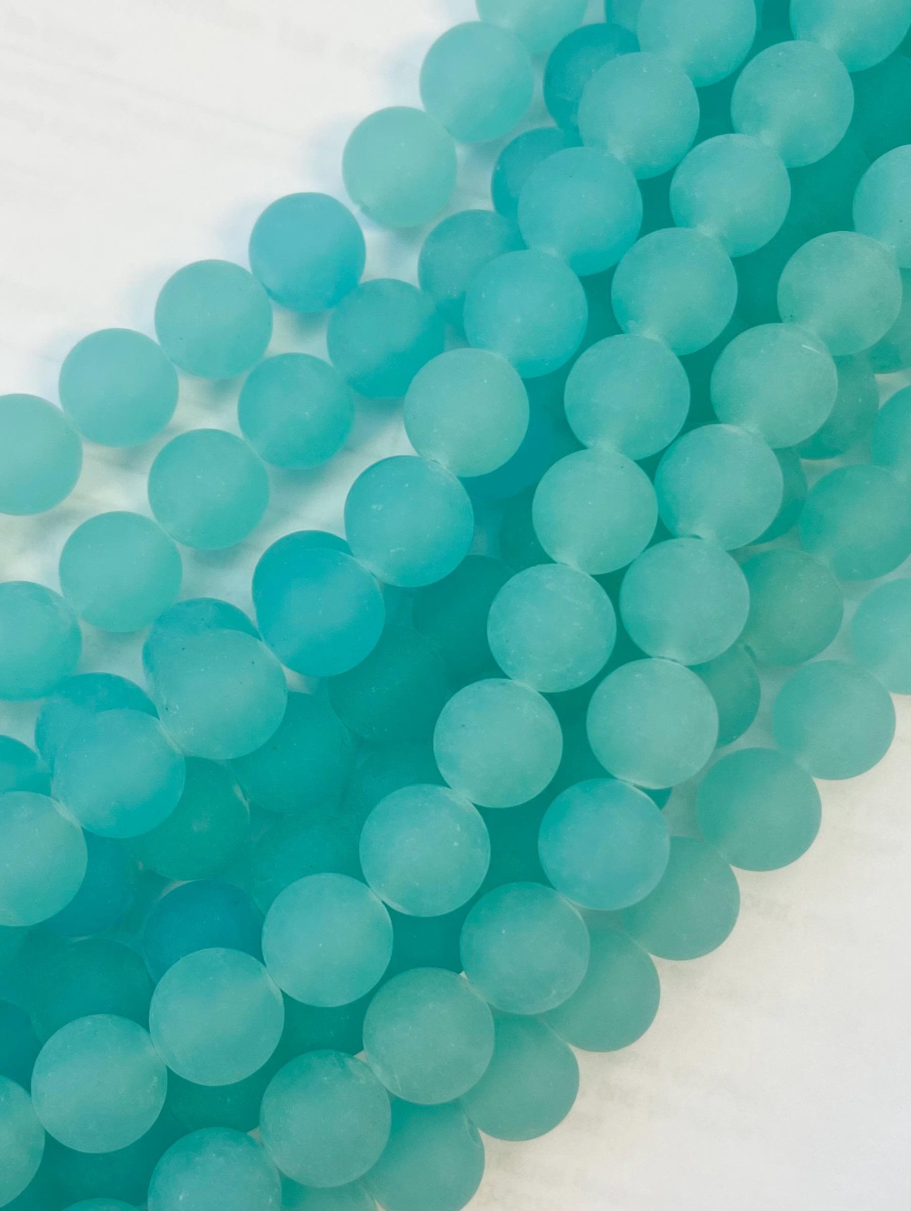 Blue Chalcedony 14mm Matt Round Gemstone Beads~ -15.5 Inch Strand
