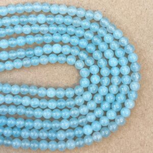 Blue Chalcedony 6mm Smooth Round Gemstone Bead--15.5 inch strand