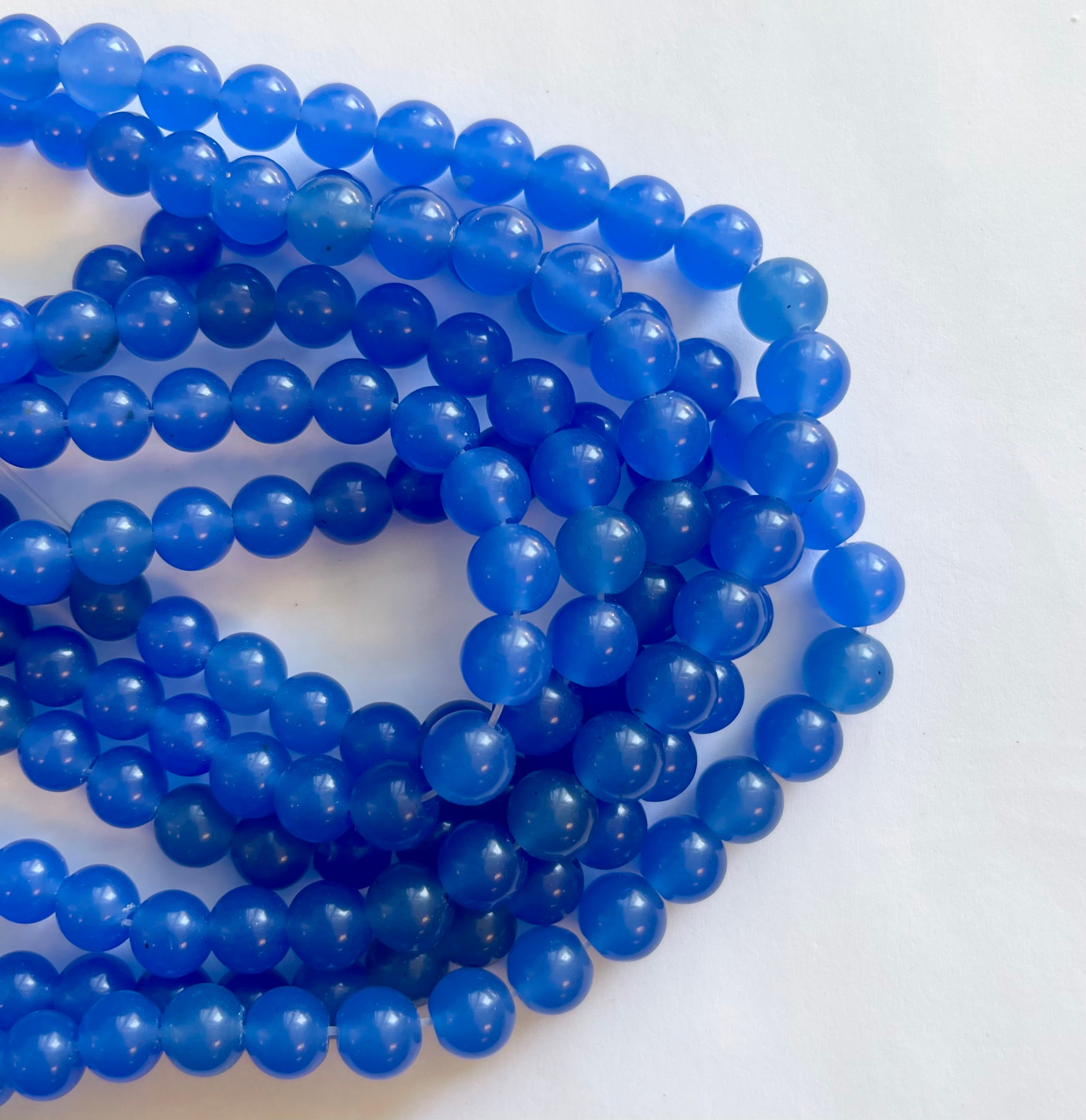Blue Chalcedony 8mm Round Gemstone Bead-~ -15.5 Inch Strand