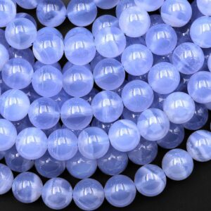 Aaa Natural Blue Chalcedony Beads 4mm 6mm 8mm 10mm Round Beads 15.5" Strand
