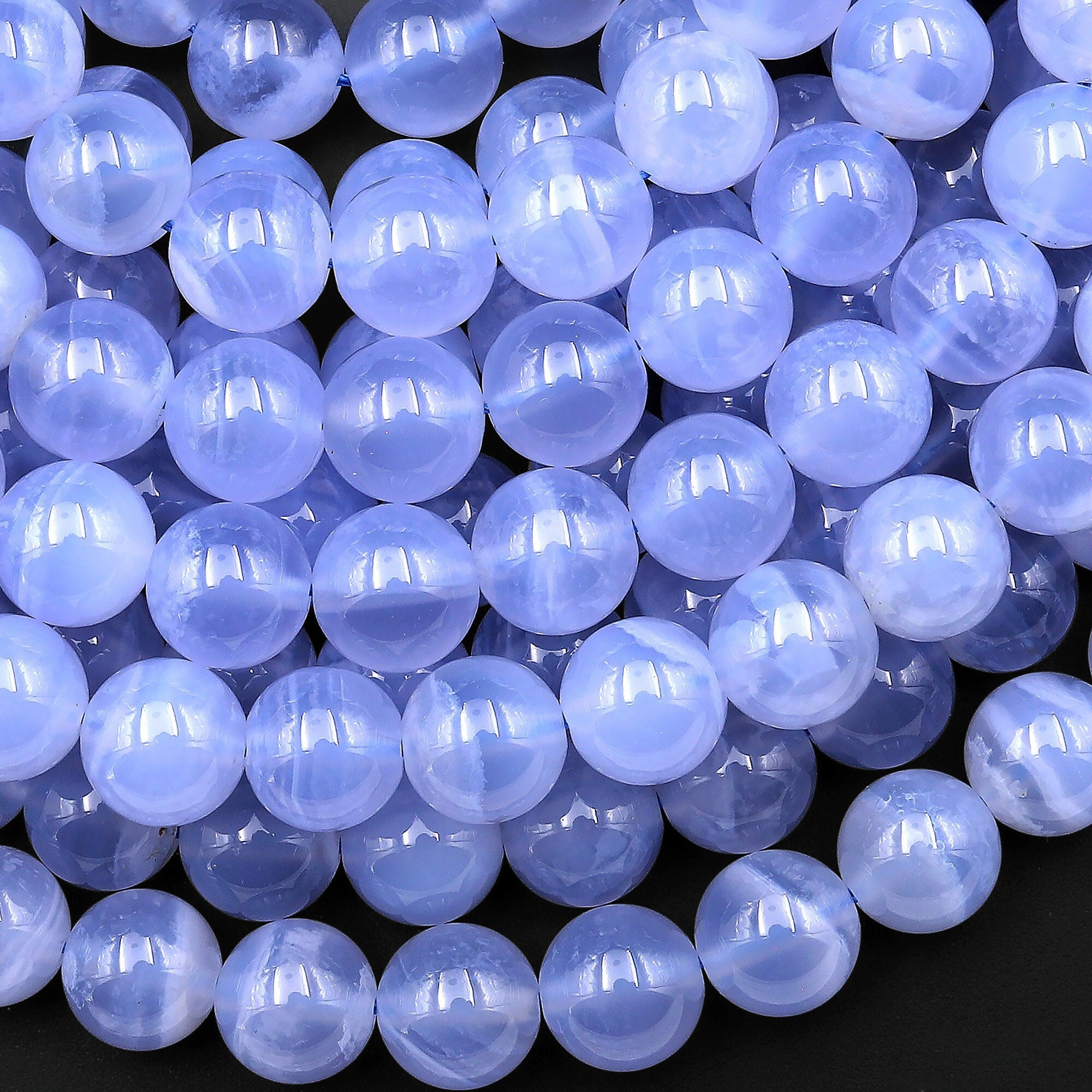 Aaa Natural Blue Chalcedony Beads 4mm 6mm 8mm 10mm Round Beads 15.5" Strand