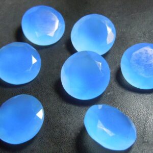 Natural Blue Chalcedony Round Cut Gemstones 16x16mm For Jewelry Making